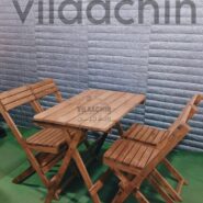 میز و صندلی چوبی تاشو ست چهار نفره ناب